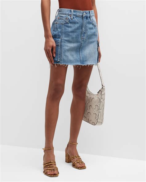 PISTOLA Rhea Mini Denim Cargo Skirt Neiman Marcus