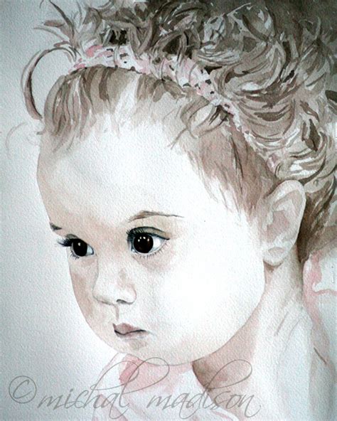 Small Beginnings Watercolor Portrait By Michal Madison Painting