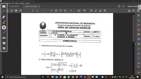 Examen Parcial de Matemática 1 Cálculo UNI parte 2 i YouTube