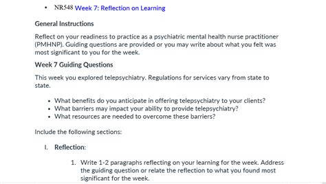 Solution NR548 Week 7 Reflection On Learning Scholarly Guider