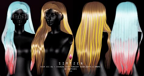 Sims 4 Cc Hair Accessory 001 Highlights And Ombre Sims Hair Highlights Colored Highlights