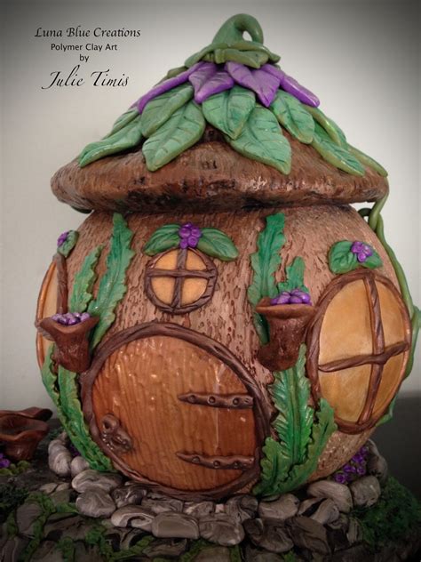 Luna Blue Creations Polymer Clay Fairy House Purple Dream