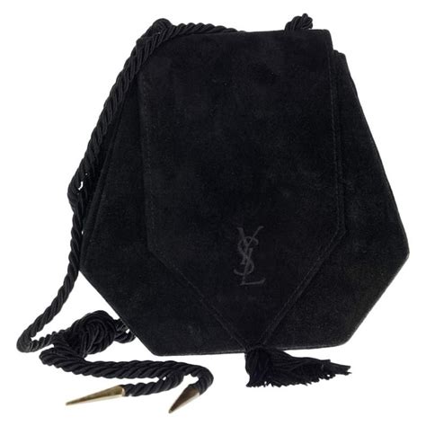 Vintage Yves Saint Laurent Ysl Black Tassel Suede Shoulder Bag At