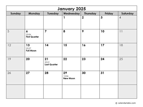 2025 Moon Phases Calendar With Days - Free Printable Templates