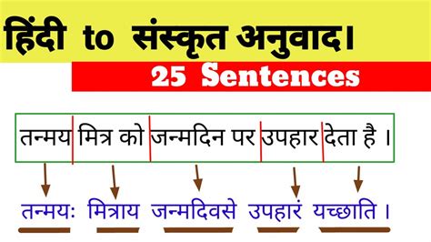 Hindi Se Sanskrit Anuvad Simple Sanskrit Sentences Hindi To Sanskrit