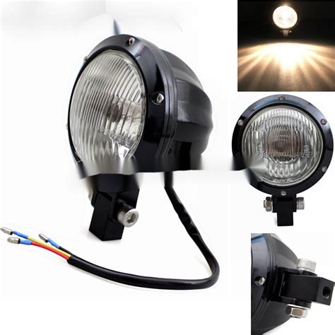 Black Aluminum Motorcycle 4 Retro Headlights E4 E Mark Vintage