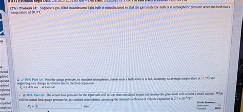 Solved Problem Suppose A Gas Filled Incandescent Chegg