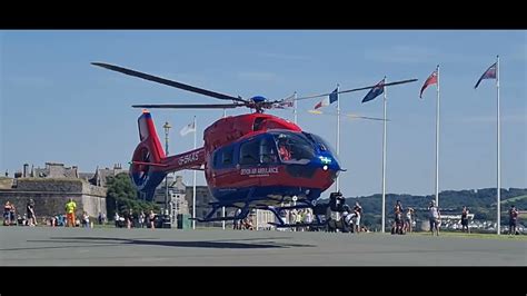 Devon Air Ambulance Hle G Daas Taking Off On Plymouth Hoe On