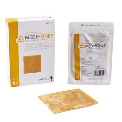 Honey Impregnated Wound Dressing Medihoney® 4 X 5 Inch Calcium Alginate Active Leptospermum