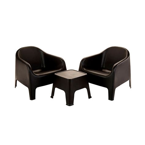 Set De 2 Sillones Skarpo Mas Mesa Sunset Negro Ecologico