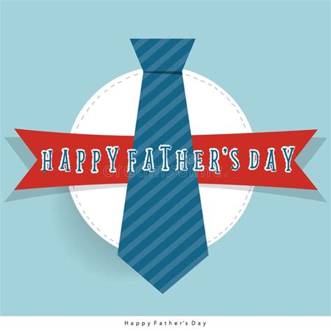 Happy Fathers Day Card Design With Big Tie Vector Illustration Stock