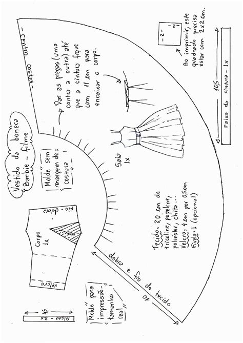 Vestido Da Boneca Barbie DIY Marlene Mukai Molde Infantil