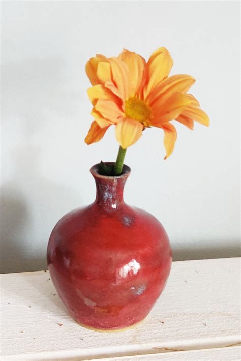 Chery Red Bud Vase Hand Made Ceramic Bud Vase T Vase Etsy