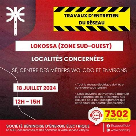 SBEE Travaux d entretien du réseau Sè Centre des Métiers Wolodo et