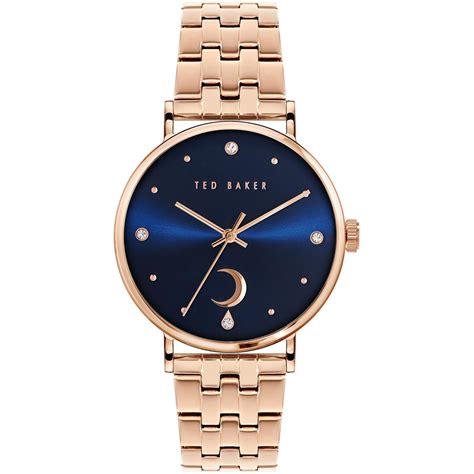 Ted Baker Baker Phylipa Moon Watch Womens Rose Gold Blue