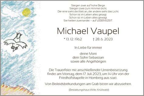 Traueranzeigen Von Michael Vaupel Trauer Hna De