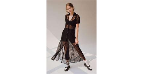 Urban Outfitters Uo Connie Sheer Lace Midi Dress In Black At Lyst