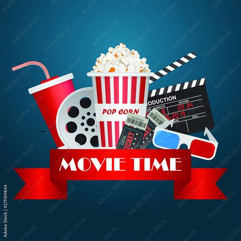 Time for movie poster vector illustration. Movie invitation Stock ...