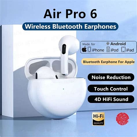 Auriculares Inal Mbricos Air Pro 6 Tws Por Bluetooth Miniauriculares