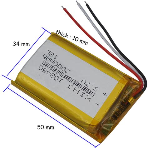 3 7V 2000mAh Polymer LiPo Battery 3 Wires For Thermistor 103450 For GPS