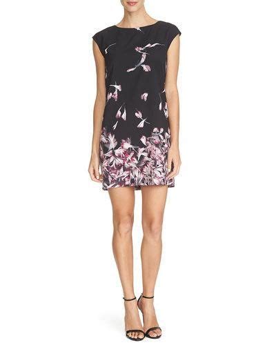 Cynthia Steffe Cap Sleeve Floral Print Mini Dress Rich Black