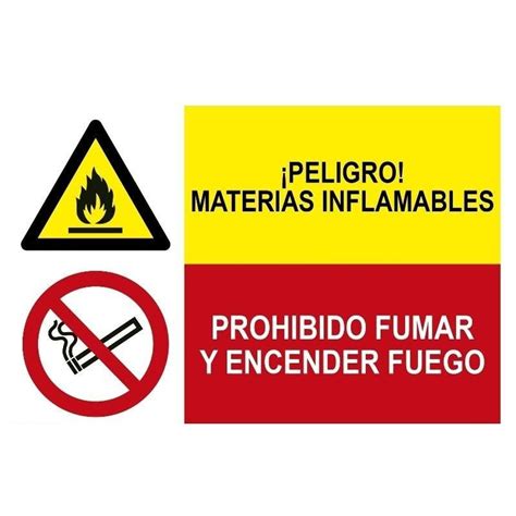 Sinal combinado Perigo materiais inflamáveis Proibido fumar e queimar