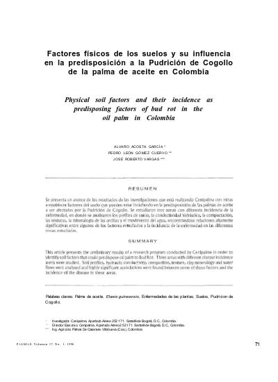 Factores físicos de los suelos y su influencia en la predisposición a