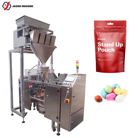 Automatic Chocolate Bean Snack Stand Up Pouch With Spout Filling