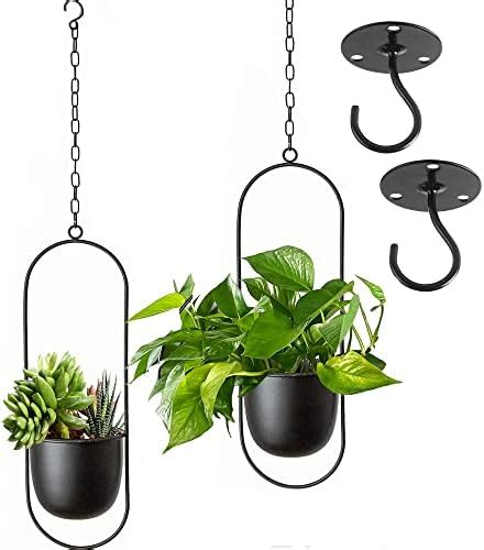 RISEON Boho Black Metal Plant Hanger Metal Wall And Ceiling Hanging