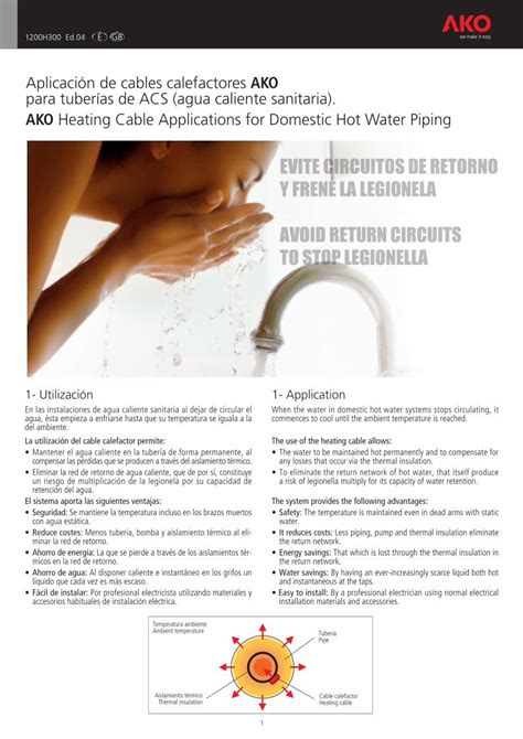 Pdf Aplicación De Cables Calefactores Ako Para Tuberías De Acs Agua