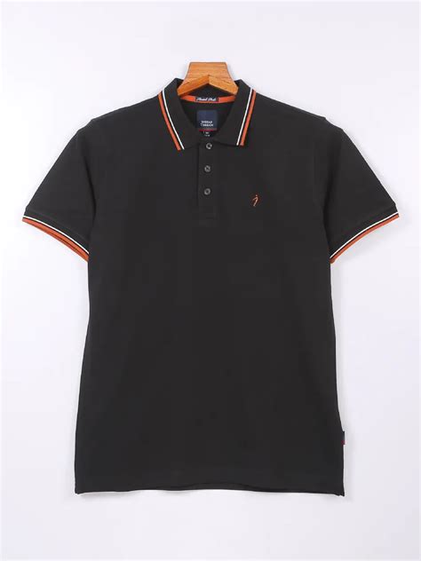 Indian Terrain Plain Black Polo T Shirt G3 Mts16115 United States