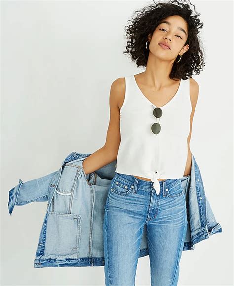 Texture And Thread Tie Front Tank Top Madewell