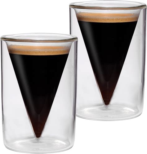 Feelino Tasse A Cafe Lot De 2x Tasses Cafe En Verre Original De 70ml Verre Double Paroi Design