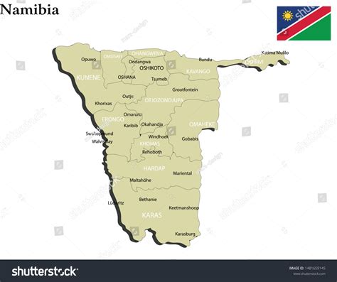 Vector Illustration Political Map Namibia Stock Vector Royalty Free