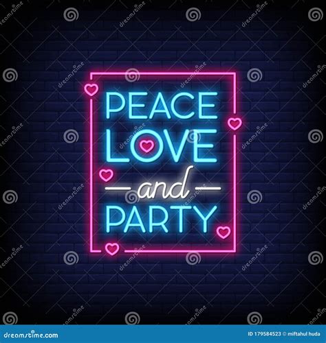 Peace Love And Party Neon Signs Style Text Vector Stock Vector Illustration Of Decoration