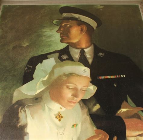 Original St John Ambulance Lithograph Officer And Nurse Poster Anna