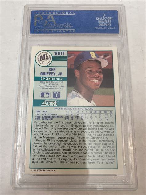 1989 Score Traded Ken Griffey Jr RC Rookie Card 100T PSA 10 Gem Mint