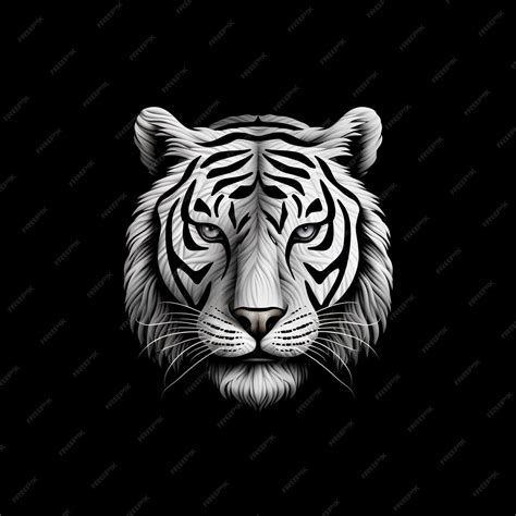 Premium AI Image | Tiger head face logo or icon in white on black ...