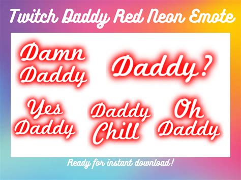 Twitch Red Neon Daddy Emote Pack Etsy