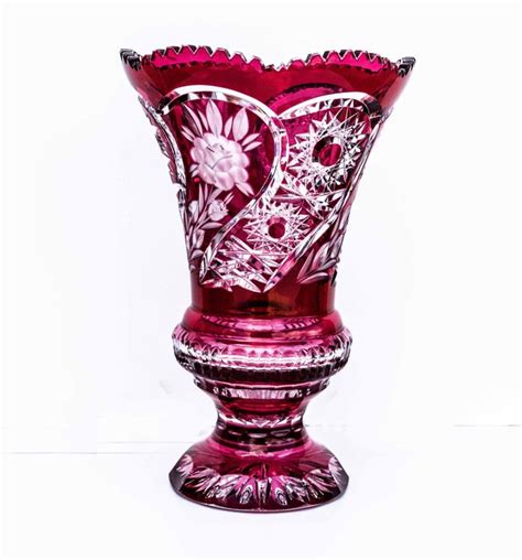 Vintage Ruby Crystal Cut Glass Vase Special Home Décor Home Living