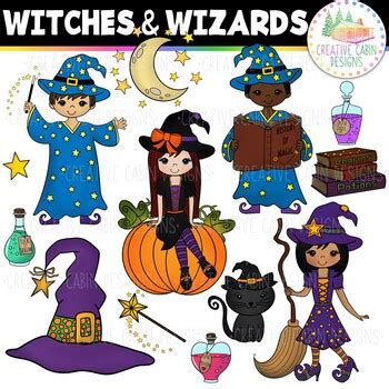 Clip Art: Witches and Wizards by Creative Cabin Designs | TpT