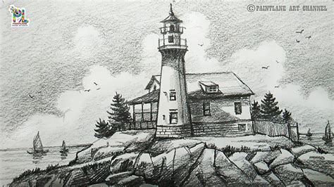 How To Draw Simple Lighthouse Drawing For Beginners Pencil Art Youtube