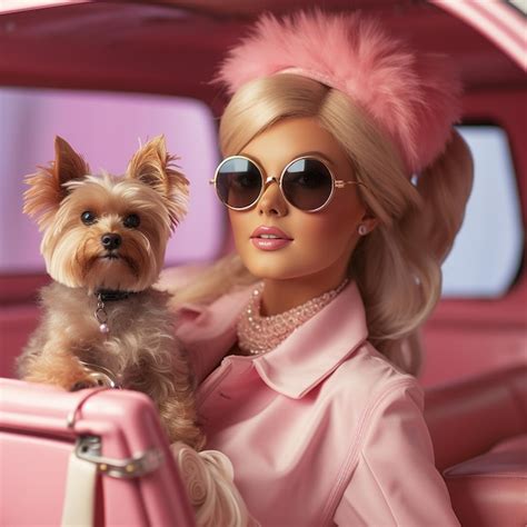 Premium Ai Image Barbie In Light Pink With Sunglasses In Her Light