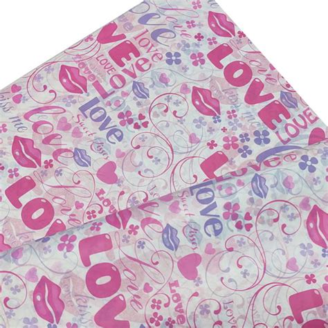 Papel De Seda Estampado Love Me Rosa Pacote 50 Folhas No Elo7