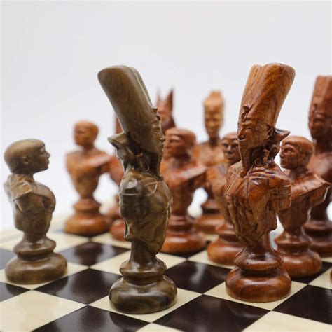 Engraved Wooden Ancient Egyptian Themed Chess Set Henry Chess Sets