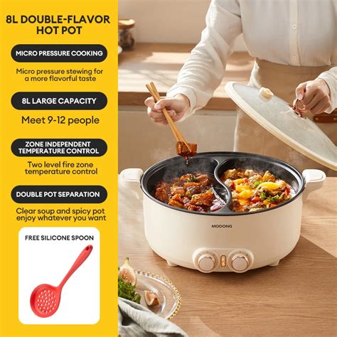 Malay PlugMODONG 6L 8L Yuanyang Hot Pot Large Capacity Steamboat Household Hotpot Electric