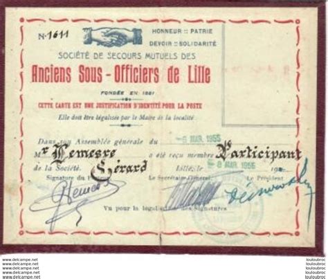 Autres non classés CARTE ANCIENS SOUS OFFICIERS DE LILLE SOCIETE DE