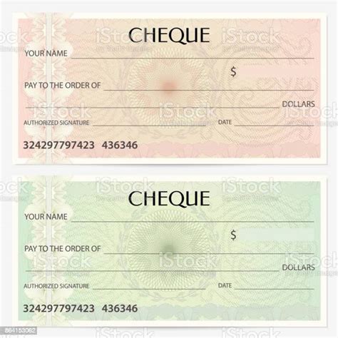 Check Cheque Chequebook Template Guilloche Pattern With Watermark