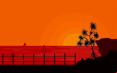 Beach Silhouette Sunset Background 25425776 Vector Art at Vecteezy