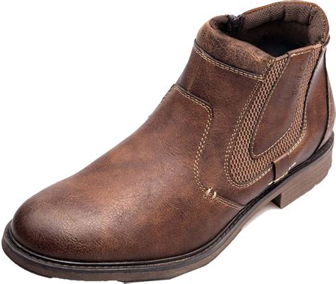 MAIAMY Stiefeletten Herren Herbst Winter Reißverschluss Lederschuhe